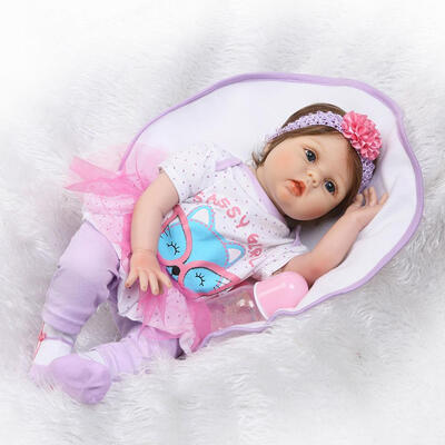 

Ktaxon 22" Lifelike Baby Girl Doll Silicone Vinyl Reborn Lovely Cute Baby Newborn Dolls Gifts - Purple Clothes