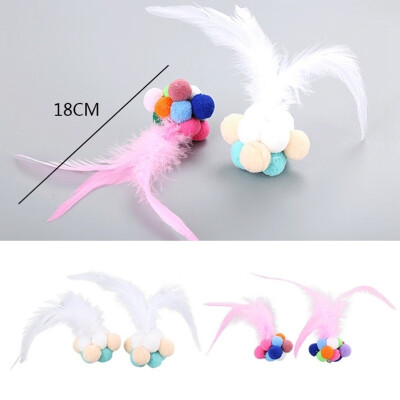 

Pet Cats Feather Toys Roll Bouncy Ball Toy Bell Sound Cat Scratching Feather Toys Kitten Interactive Pet Funny Training Products