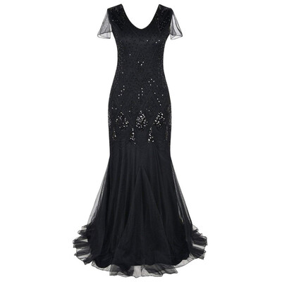 

〖Follure〗Women Vintage 1920s Bead Fringe Sequin Lace Party Flapper Cocktail Prom Dress