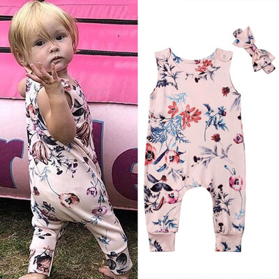

Infant Baby Girl Floral Romper Bodysuit Jumpsuit Outfits Clothes Headband Set