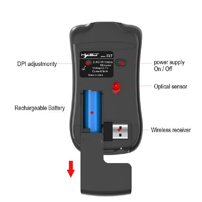 

HXSJ T27 24Ghz Wireless Mouse Ergonomic Rechargeable Mice 1600 DPI 3DPI Optional for Mac Laptop PC Computer