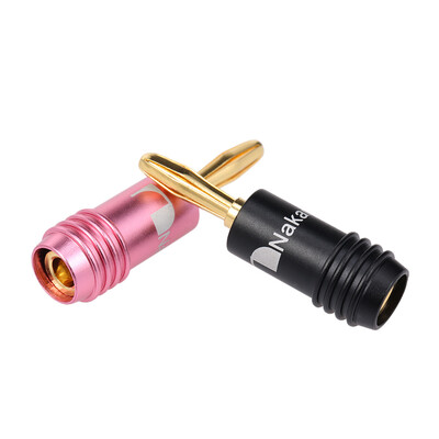 

Banana Plugs Black & Pink Jack 24K Gold-Plated Connectors Amplifier Plug for Speaker Connector Wires