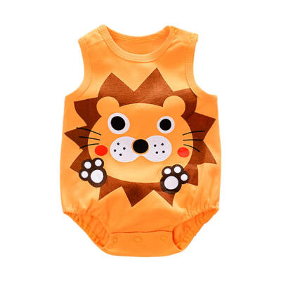 

Infant Baby Sleeveless Rompers Cartoon Cute Cotton O Neck Kids Jumpsuit