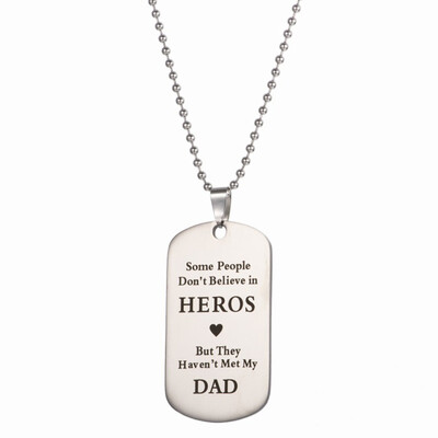 

Necklace Stainless Steel Dog Tag DAD Family Casual Steel Special Silver Creative Stainless Stylish