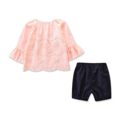 

Baby Kids Girls Cotton Embroidery Clothes Tops Shorts Pants Outfits Clothes