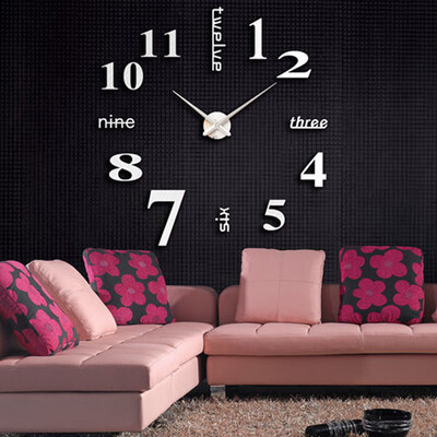 

Siaonvr Acrylic Modern DIY Wall Clock 3D Mirror Surface Sticker Home Office Decor