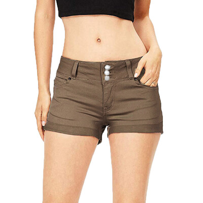 

Tailored Women Summer Stretchy High Waist Button Down Denim Fit Mini Shorts Jeans Pants