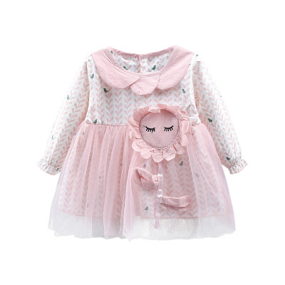 

Autumn New Baby Girl Dress 0-4T Cute Sunflower Embroidery Toddler Girls Dresses Fashion Novel Long-sleeved Print Dresses