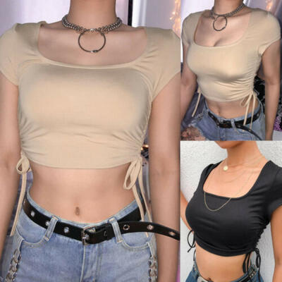 

Women Casual Solid Tank Tops Blouse Sexy Sleeveless Crop Top Shirt Cami Bodysuit
