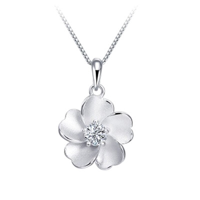 

Silver Flowers Pendant Alloy Necklace Women Girl Necklace Pendant