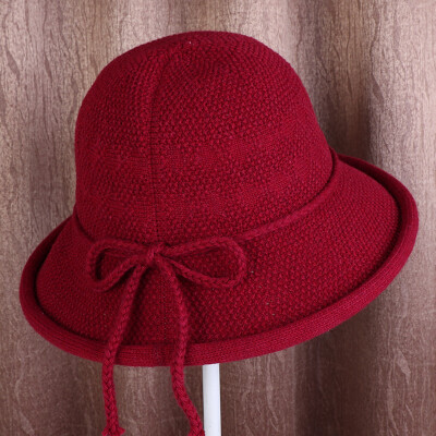 

Autumn&winter new Japanese art fisherman hat ladies wool knitted cotton bow Joker warm basin hat tide