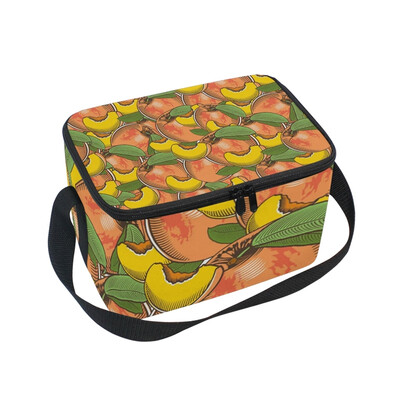 

ALAZA Insulated Lunch Box Summer Orange Lunch Bag for Men Women Portable Tote Bag Cooler Bag