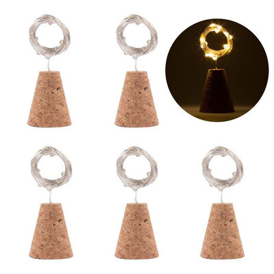 

UpperX Wine bottle lamp natural cork base warm white 20 LED cork lamp DIY shape copper wire string - table party wedding 6PCS