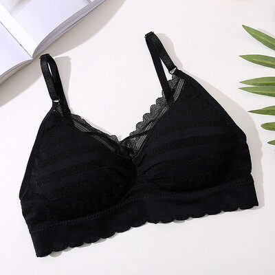 

Sexy Bra Women Lace Striped Bralette Lingerie Underwear Wireless Padded Seamless Bra Ultra Strap Padded Bras for Women