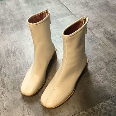 

Net Red Martin Boots British Wind Autumn Fashion Hundred Shoes Back Zipper Round Head Coarse-heeled Locomotive Boots Tide