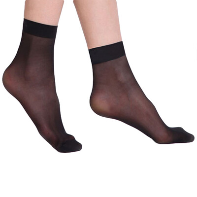 

10 Pairs\Lot Summer Transparent Crystal Silk Socks For Women High Elastic Black Spandex Short Socks Female Socks