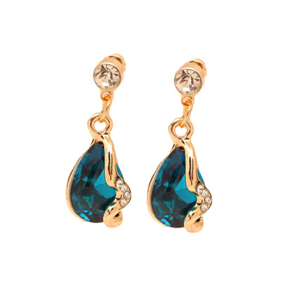 

2019 New Design Luxury Big Blue Beige Rhinestone&Crystal Jewelry Water Drop Earrings for Wedding Brincos for Women