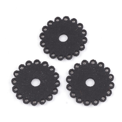 

PU Leather Fabric Flower Black 22x15mm Hole 16mm