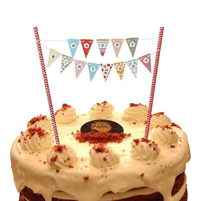 

FUNNYBUNNY Mini Happy Birthday Cake Bunting Banner Cake Topper Garland Party Cake Decoration Supplies