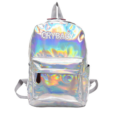 

Tailored Backpack Women Fashion Leather Large Capacity Holographic School Bookbag