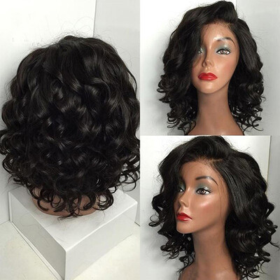 

Tailored Women Black Brazilian Short Wavy Curly Parting High Temperature Fiber Wig Hair