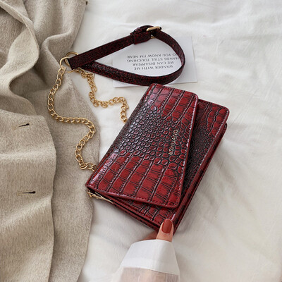 

Ins Vintage Crocodile Fashion Womens Bag 2019 New Bag chic Chain Small Square Bag Single Shoulder Messenger Bag Tide