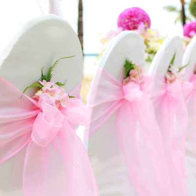 

25pcs Chair Back Bow Streamer Organza Chair Ribbon Bows Sash for Festival Wedding Banquet Decoration