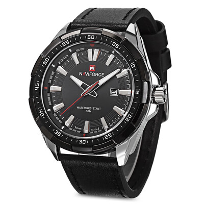 

NAVIFORCE 9056 Men Leather Band Quartz Watch 30M Water Resistant Luminous