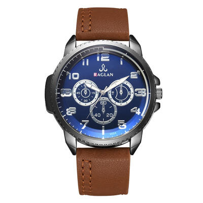 

Shock Resistant Men Quartz Watch Business PU Watchband Casual Wristwatch