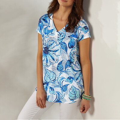 

Starmoon Fashion Women Summer Casual V-Neck Print Short sleeve Tops T-Shirt