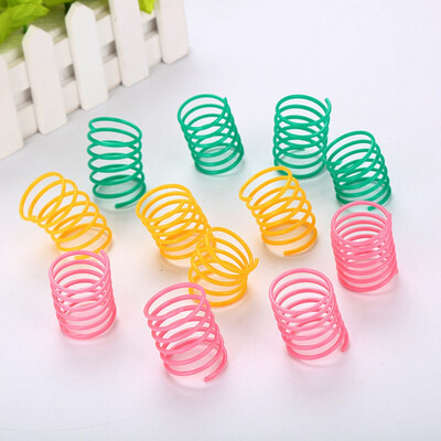 

10pcspack Cat Springs Toy Wide Durable Heavy Gauge Plastic Colorful Pet Springs playing Interactive Toy Pet Supplies