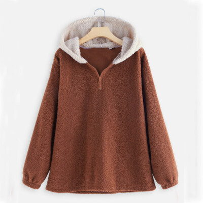 

Tailored Autumn And Winter New Plush Long-Sleeved Hooded Zipper Women Blouse
