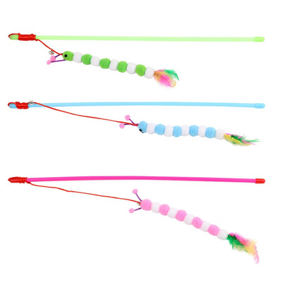 

Cat Teaser Wand Pet Colorful Feather Bell Exerciser Wand for Cat Interactive Toy Home Cat Playing Fishing Stick