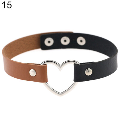 

Women\s Punk Faux Leather Love Heart Collar Choker Necklace Jewelry Charm Gift