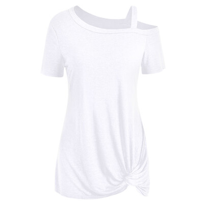 

Knotted Skew Neck Short Sleeve Tee