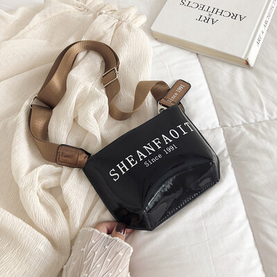 

2019 new laser bag female fashion simple Korean version of the broadband shoulder bag personality letters casual wild Messenger bag