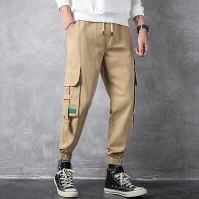 

Gobestart Mens Casual Fashion Loose Patchwork Pockets Overalls Sports Ankle-length Pants