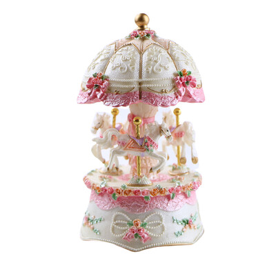 

Carousel Music Box Luxury Color Change Flashing LED Light Luminous Rotating 3-Horse Carousels Horse Melody Music Box Valentines
