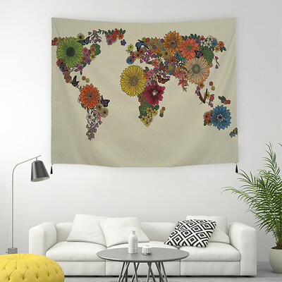 

Toponeto World Map Wall Hanging Printed Tapestry Polyester Tapestry Corridor Blanket