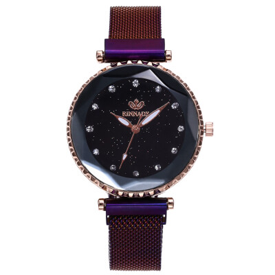 

RM Fashion Magnetic buckle Dazzling women Mesh Belt Watch ladies Quartz Analog