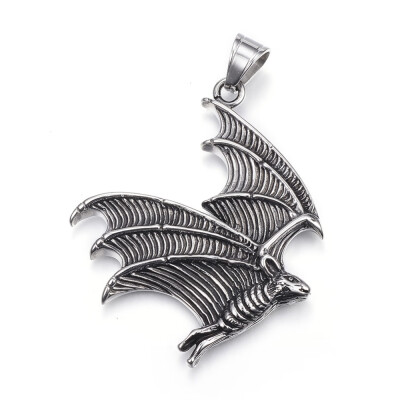 

304 Stainless Steel Big Pendants Bat Antique Silver 57x48x6mm Hole 95x7mm