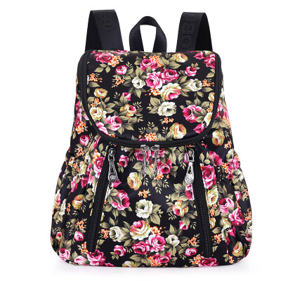 

Oxford Bag British Broken Flower Shoulder Bag Woman Waterproof Nylon Backpack Large Capacity Portable Bookbag