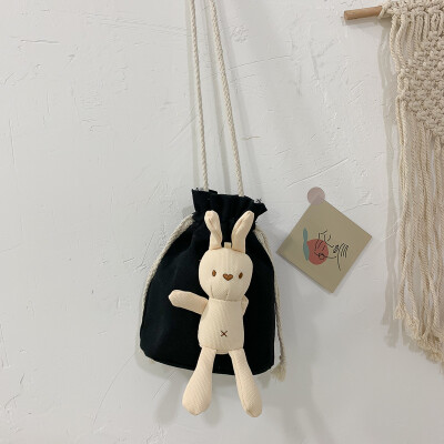 

2019 new cute cute cartoon simple versatile canvas bag casual fashion bunny girl shoulder bucket bag