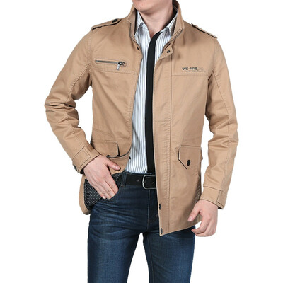 

Gobestart Men Winter Warm Jacket Overcoat Outwear Slim Long Trench Buttons Zipper Coat