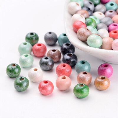 

PH PANDAHALL 100pcs Dyed Mixed Color Round Wood Beads