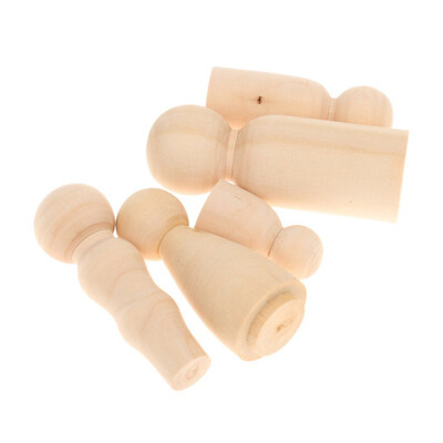 

Gobestart 5Pcs Wooden Peg Dolls Family DIY Crafts Cake Topper Kids Printed Decoration