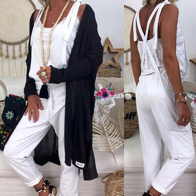 

Tailored Womens Fashion Summer Casual Solid Color Bib Pastoral Simple Jumpsuit Bib