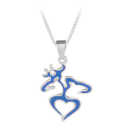 

Deer Love Heart Elk Lovers Couple Necklace Jewelry