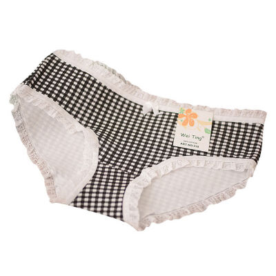 

Briefs Cotton Briefs Sexy Panties Lace Ruffles Ladies Underwear Sexy Lingerie Plaid underwear