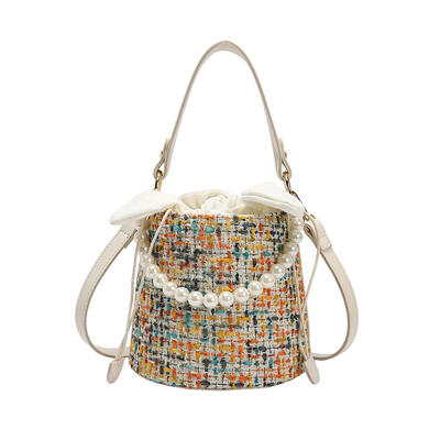 

Pearls Shoulder Messenger Bucket Handbags Women Crossbody Top-handle Bags
